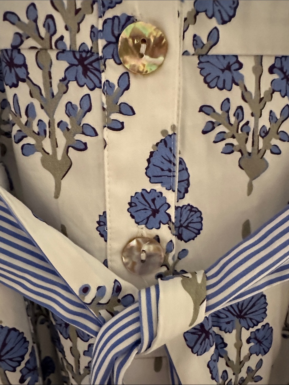 PATTY KIM Blue and White Floral Midi Shirt Dress - Picture 4 of 5